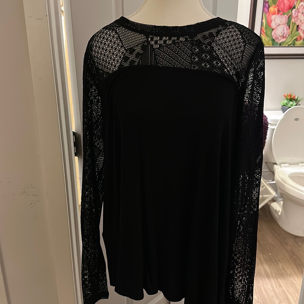 BCBG Black Asymmetrical Top with shear  sleeves